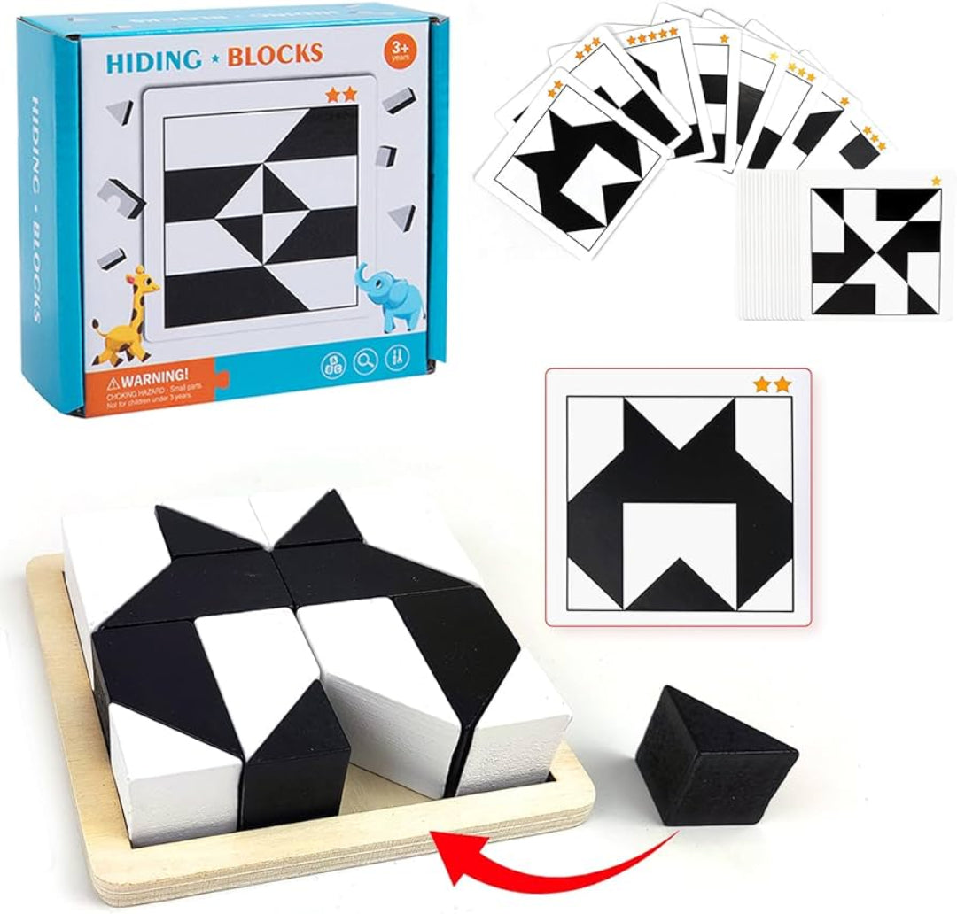 Hiding Blocks" 3D Montessori Geometric Shape Puzzle