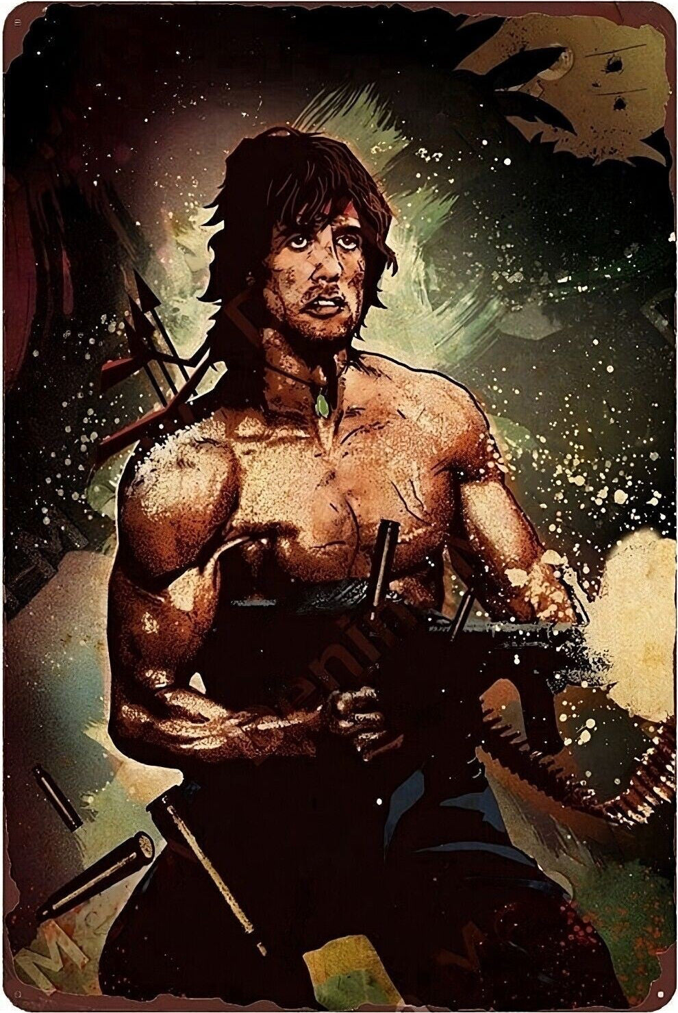 Sylvester Stallone as John Rambo Tin Poster (20x30cm)