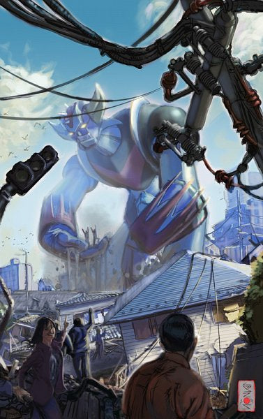 Grendizer Saving People Tin Poster (30x20cm)