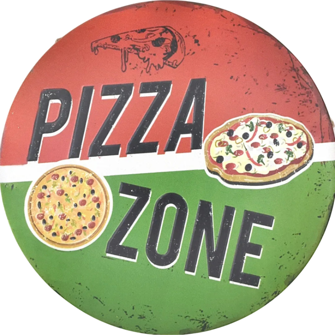 Pizza Zone Round Tin Poster