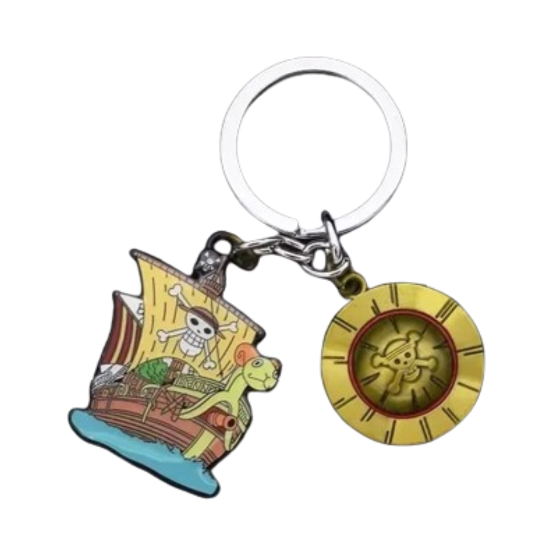 Going Merry And Luffy Hat Keychain (Metal)