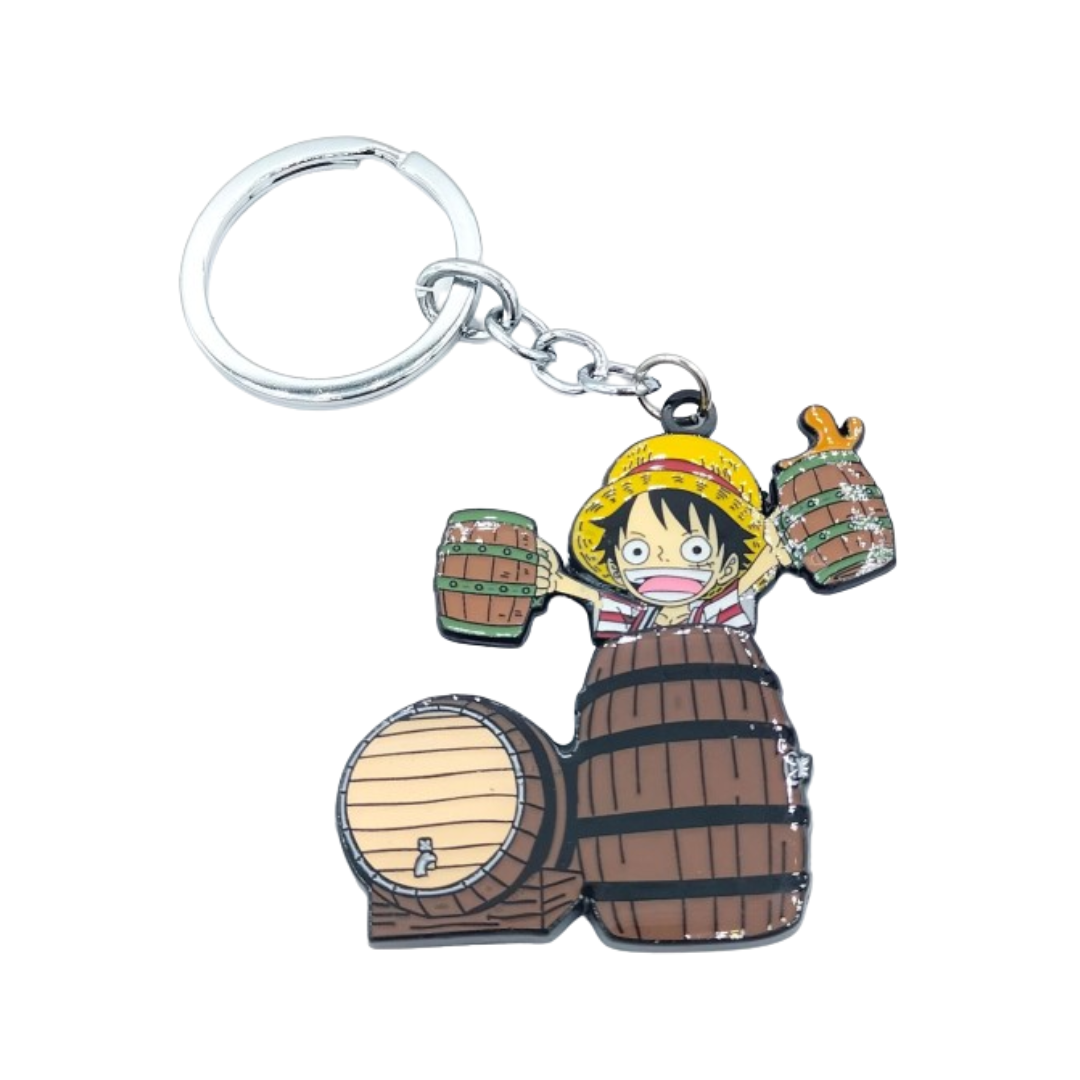 Luffy In Barrel Keychain (Metal)