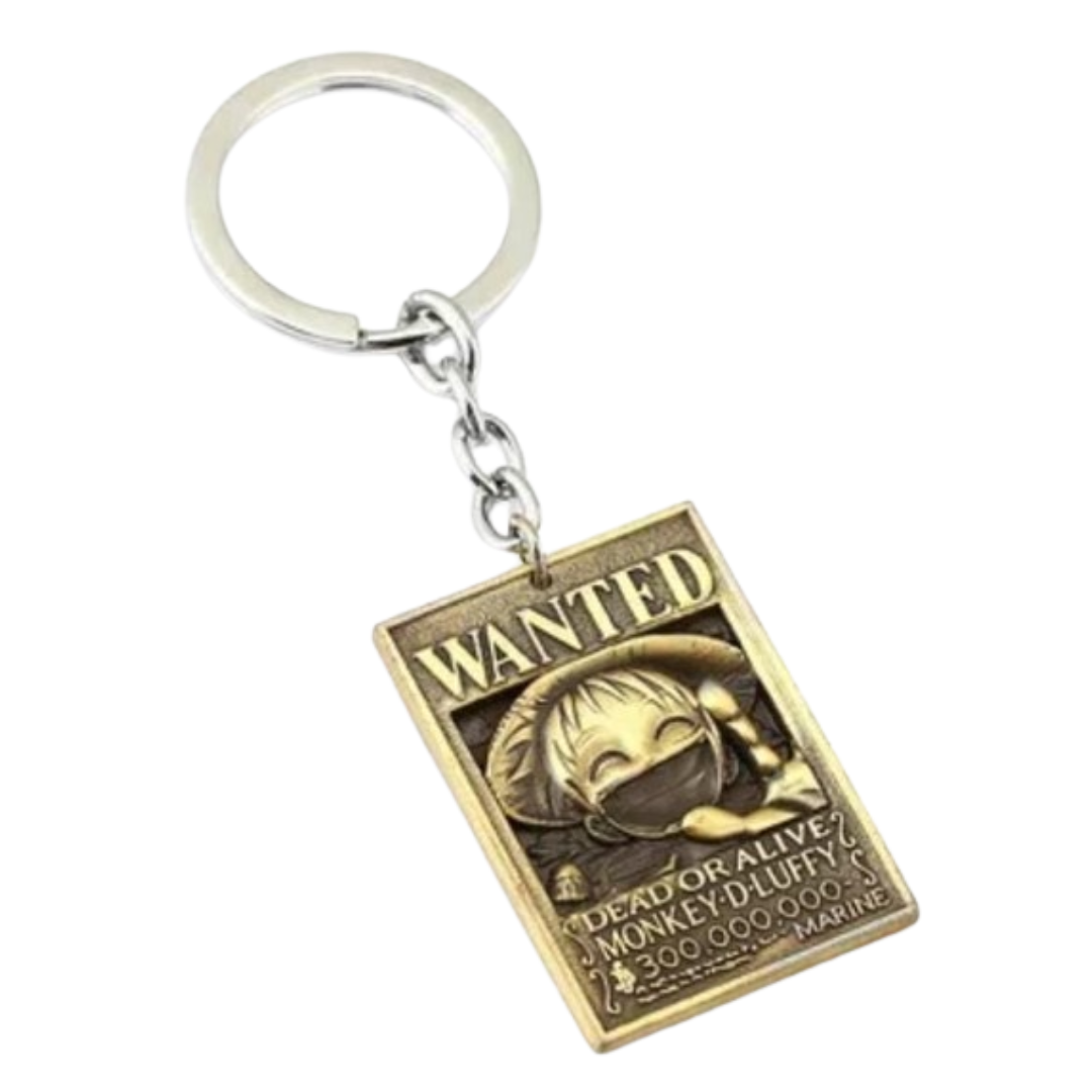 Wanted Luffy Golden Keychain (Metal)