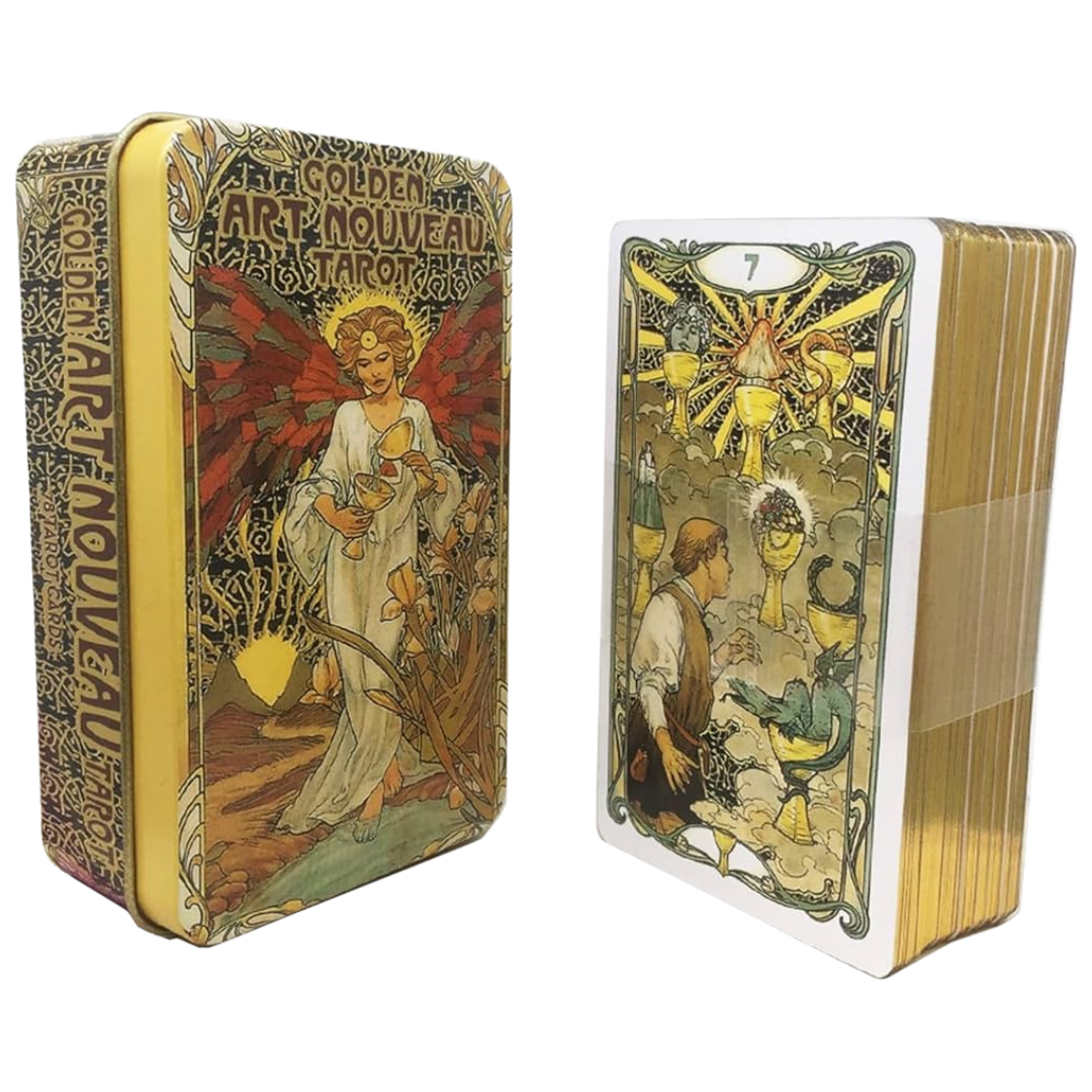 Golden Art Nouveau Tarot Metal Box