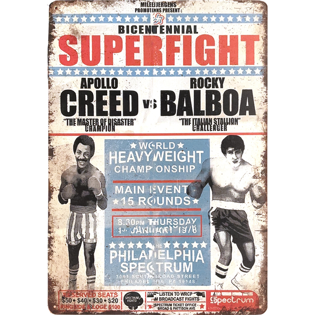 Bicentennial Superfight Original Rocky Film Tin Poster (30x40cm)