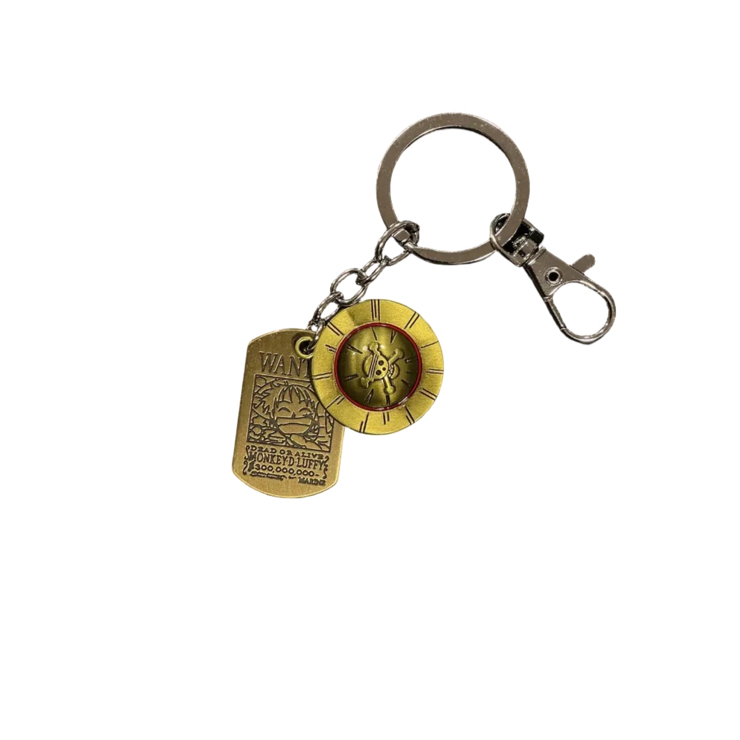 Wanted poster & Straw Hat One Piece Metal Keychain