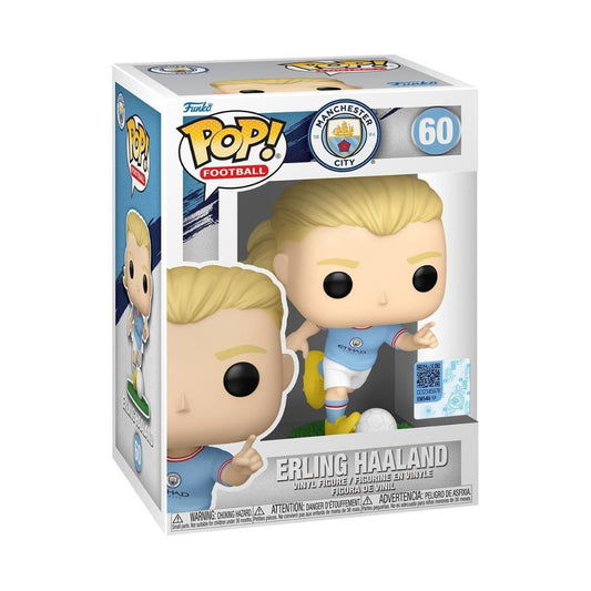 Funko Pop! Football figure packaging featuring Erling Haaland with Manchester City logo