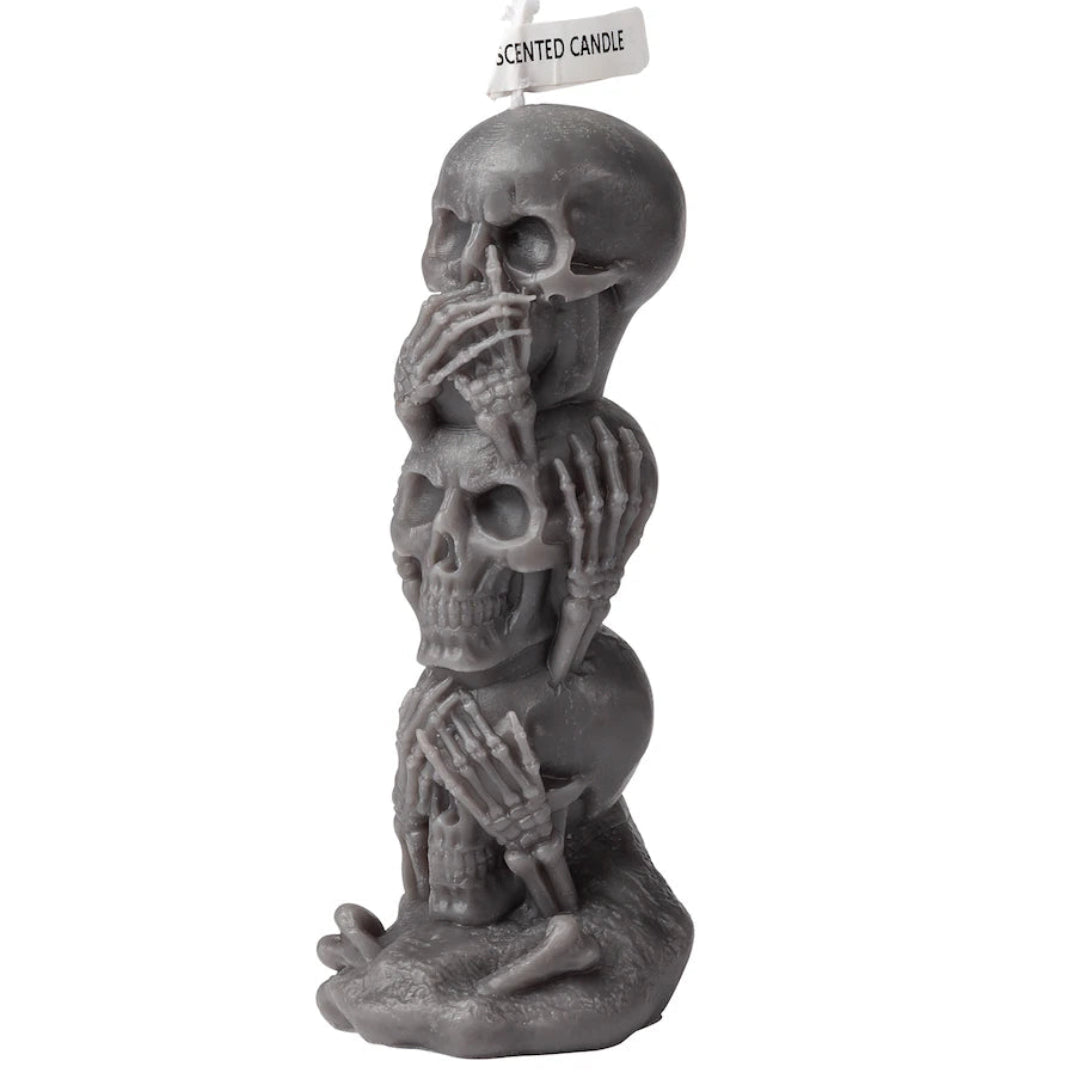 "See No Evil, Hear No Evil, Speak No Evil" Skull Candle
