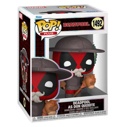 Funko Pop! vinyl figure packaging with Deadpool as Don Quixote on a white background