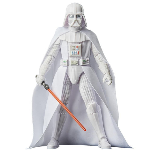 Darth Vader action figure with a red lightsaber on a white background