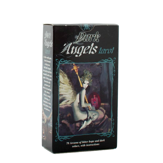 Dark Angels tarot card box with angel illustration on a white background