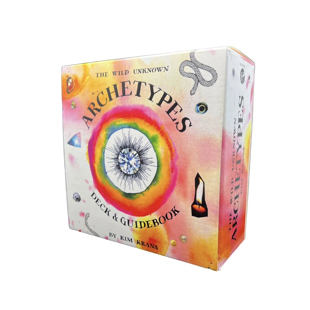 Colorful packaging of 'Archetypes Deck & Guidebook' by Kim Krans on a white background