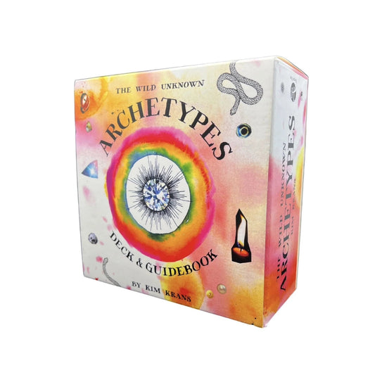 Colorful packaging of 'Archetypes Deck & Guidebook' by Kim Krans on a white background