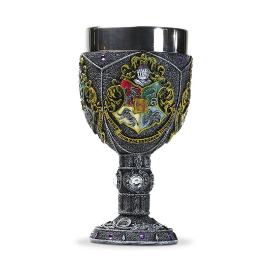 Decorative goblet with Hogwarts crest on a white background