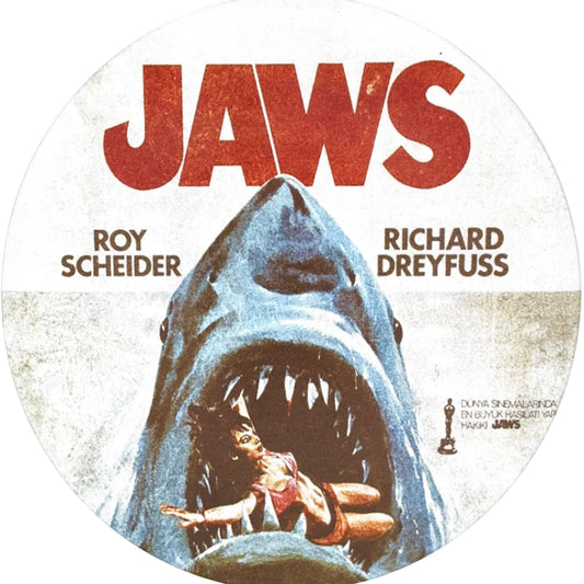 Jaws Round Tin Poster