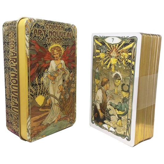 Golden Art Nouveau Tarot Metal Box