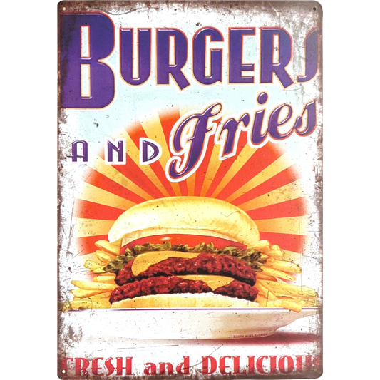 Burger and Fries Tin Poster (30x40cm)