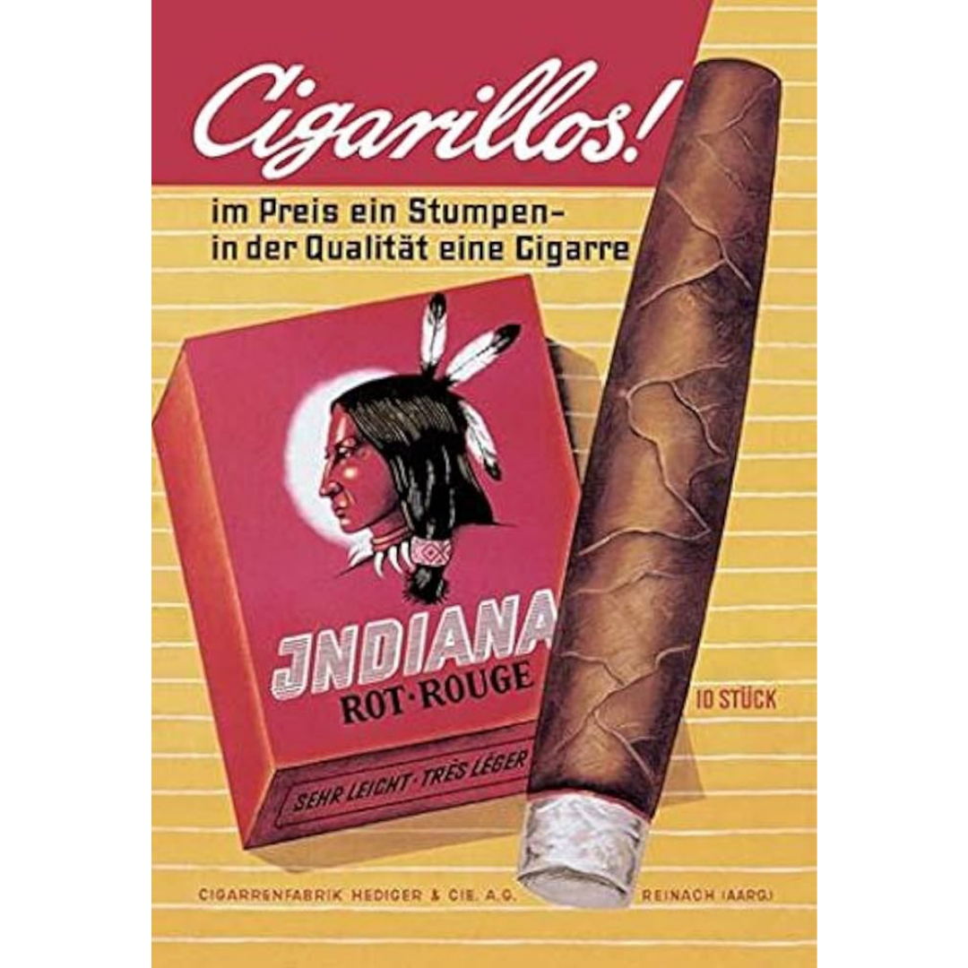 Cigarillos Indiana Rot Rouge Tin Poster (20x30cm)