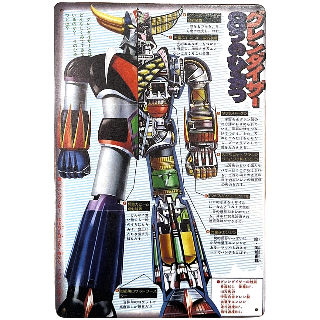 Grendizer Skeletal Internal Components Version 2 Tin Poster (30x20cm)