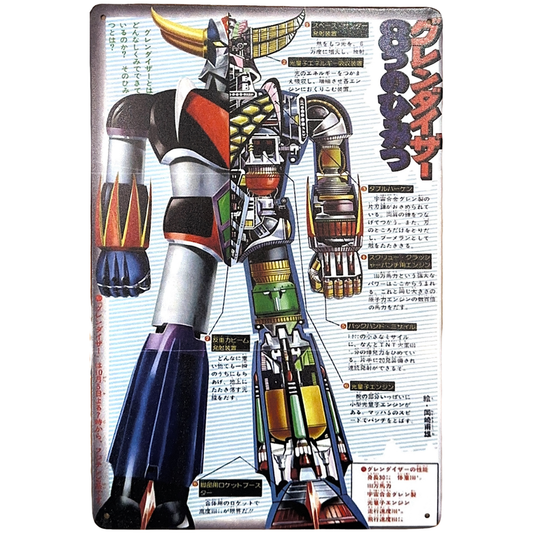 Grendizer Skeletal Internal Components Version 2 Tin Poster (30x20cm)
