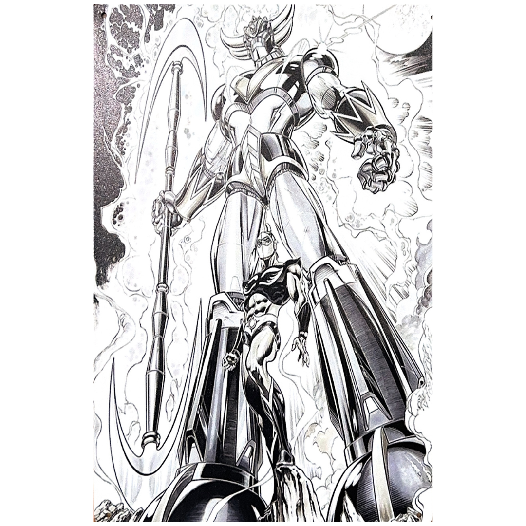 Grendizer and Duke Fleed Black and White Tin Poster (30x20cm)