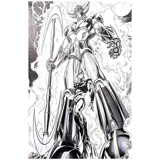 Grendizer and Duke Fleed Black and White Tin Poster (30x20cm)