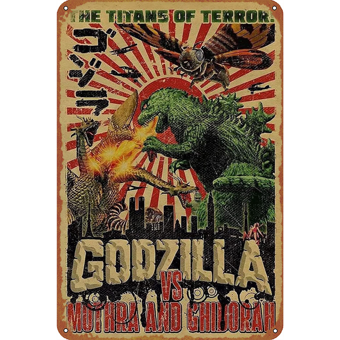 Godzilla vs Mothra and Ghidorah Tin Metal Poster (20cm x 30cm)